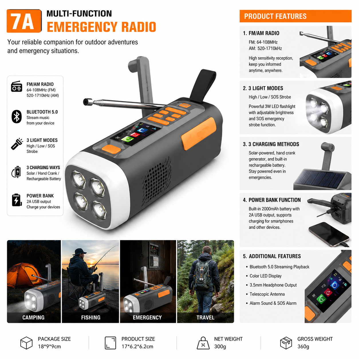 7A/7D DAB Multi-Function Emergency Radio