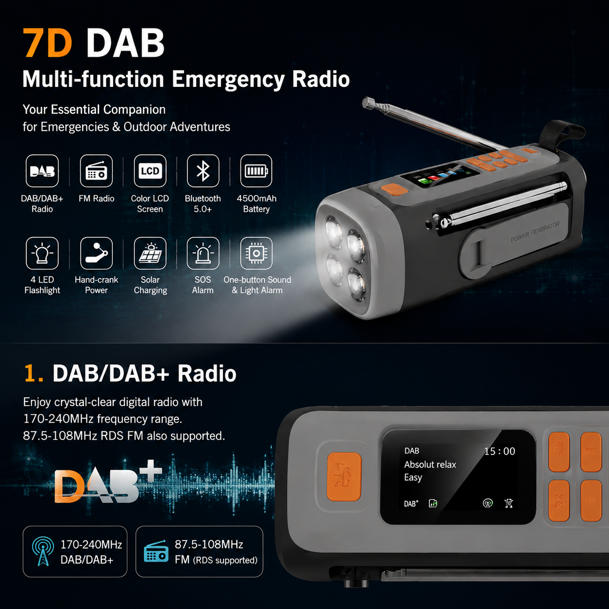 7A/7D DAB Multi-Function Emergency Radio