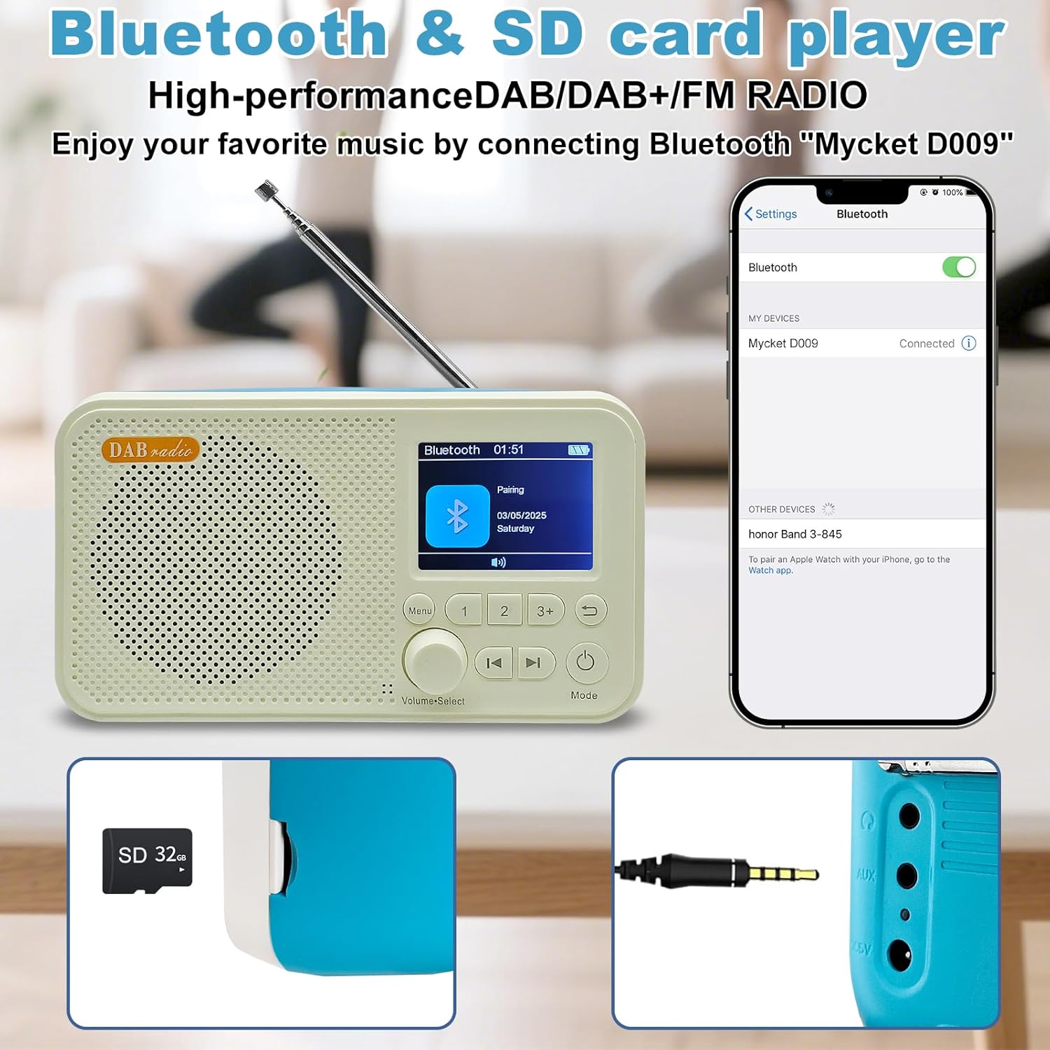 C10 Portable DAB/DAB+ & FM Digital Radio – Rechargeable Bluetooth Speaker with LED Display