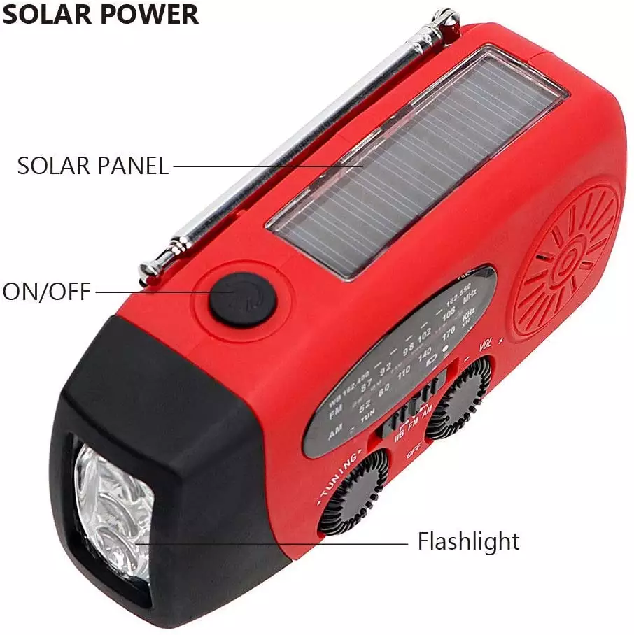 IR-088 Mini Emergency Hand Crank Weather NOAA AM FM Portable Solar Radio