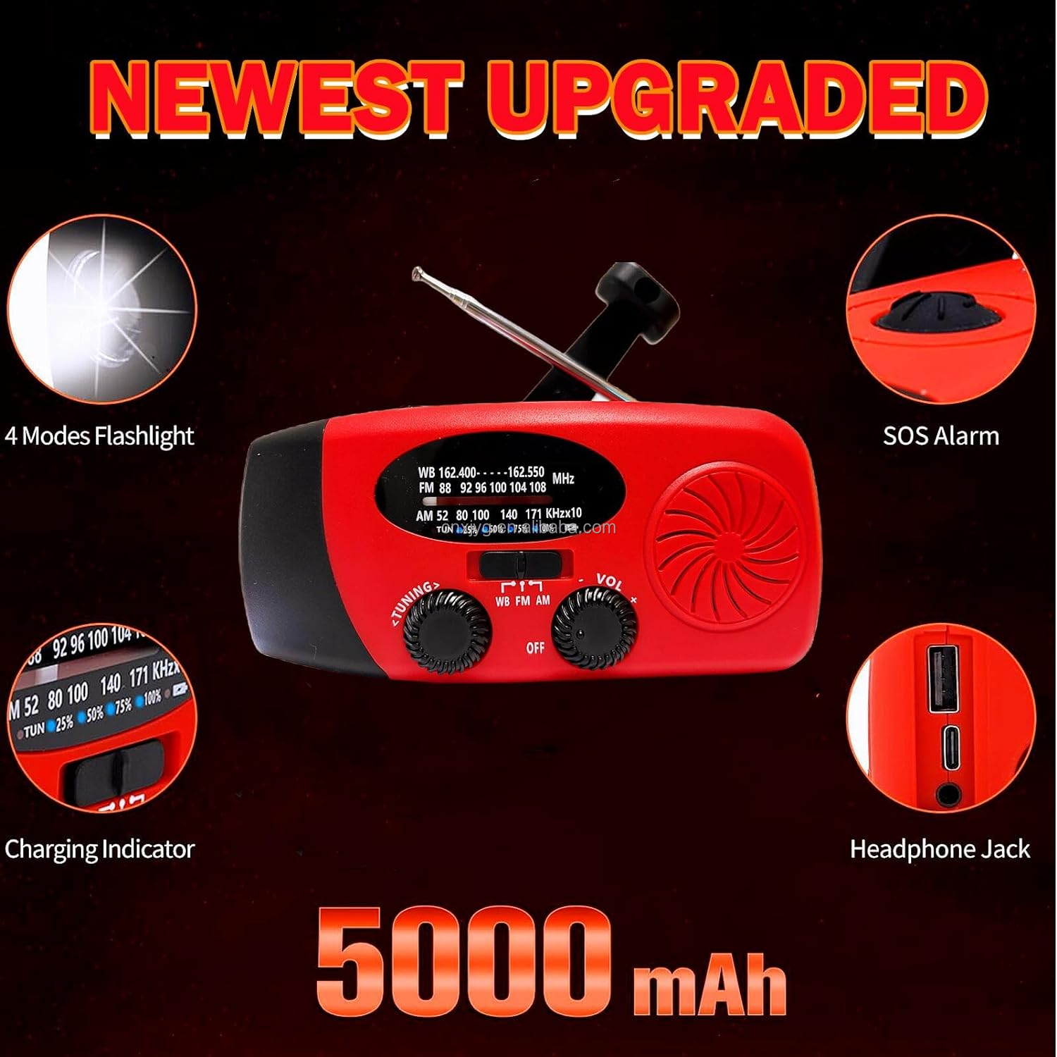 IR-088PLUS Mini Emergency Hand Crank Solar Radio with Flashligh