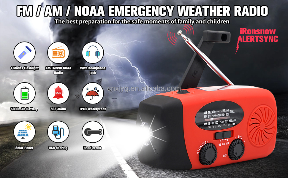 IR-088PLUS Mini Emergency Hand Crank Solar Radio with Flashligh