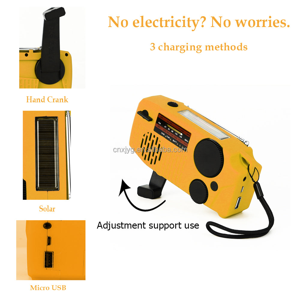 IR-098 SOS Alert Weather Radio with Solar Hand Crank & Flashlight