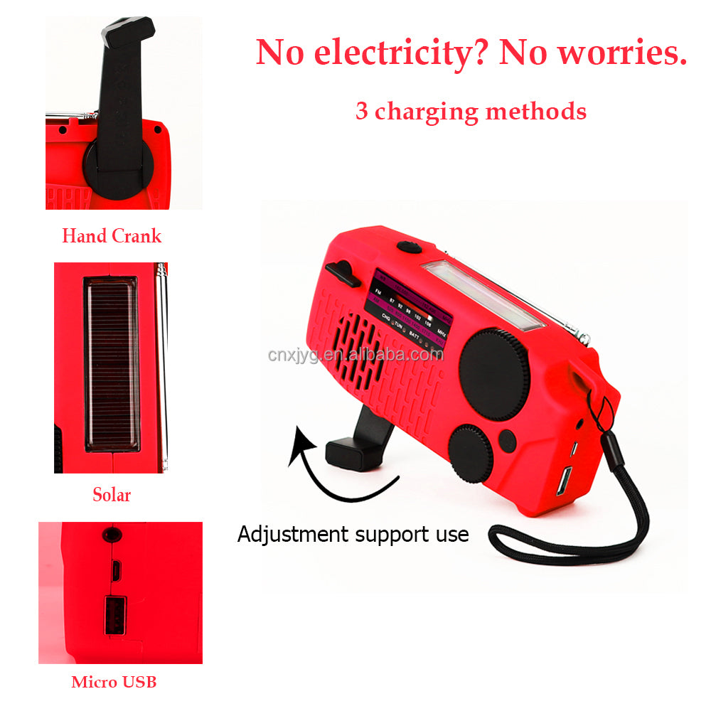 IR-098 SOS Alert Weather Radio with Solar Hand Crank & Flashlight