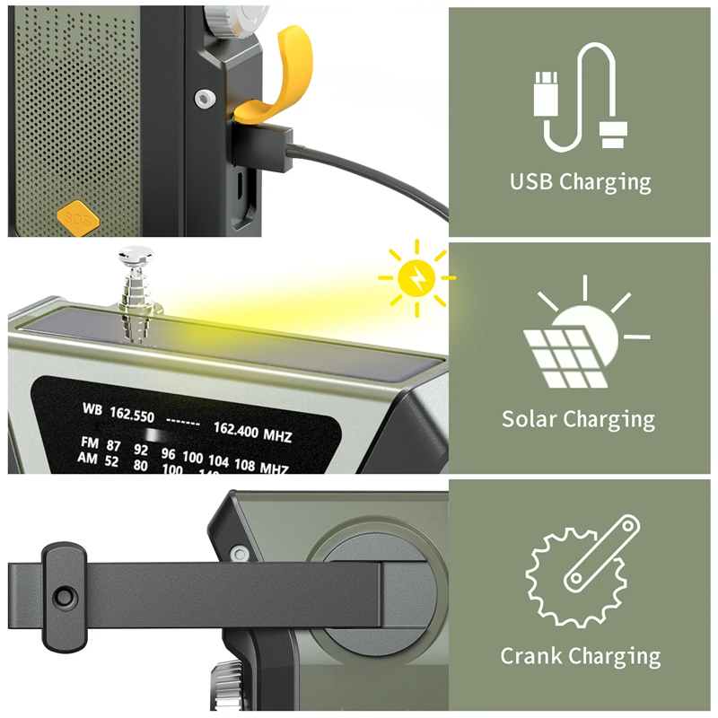 IR-101 Portable 4000mAh Solar Radio with Flashlight