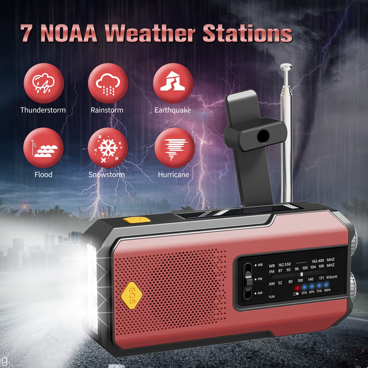 IR-102 Portable AM FM NOAA Weather Alert Radio with Emergency Features
