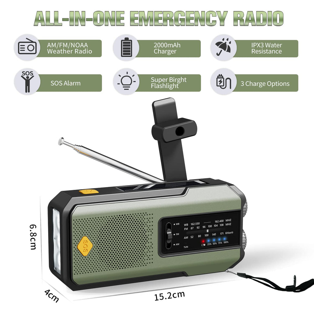 IR-102 Portable AM FM NOAA Weather Alert Radio with Emergency Features