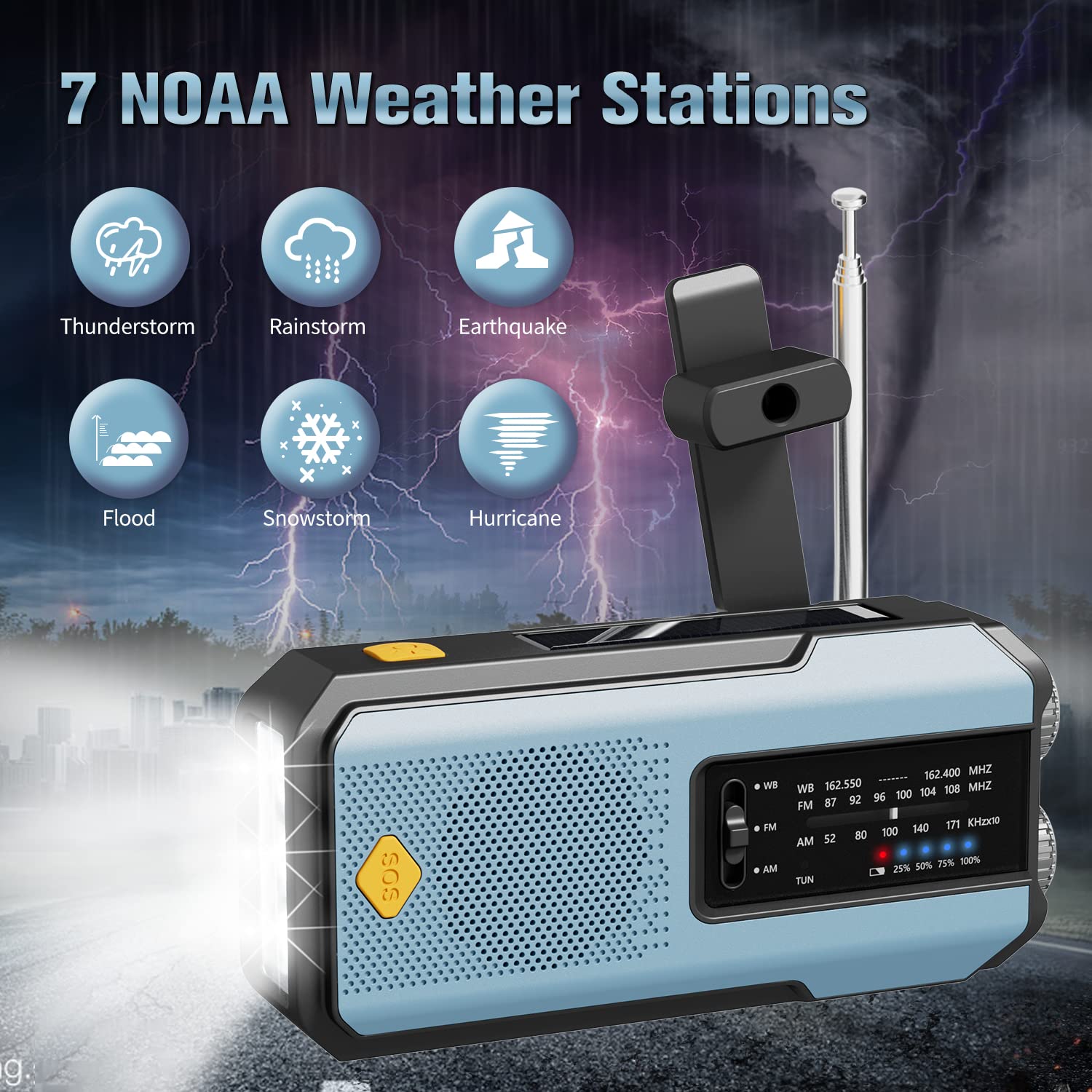 IR-102 Portable AM FM NOAA Weather Alert Radio with Emergency Features