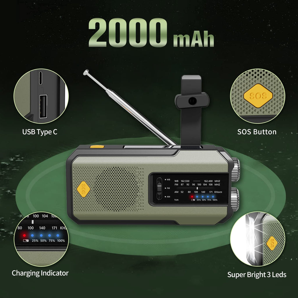 IR-102 Portable AM FM NOAA Weather Alert Radio with Emergency Features