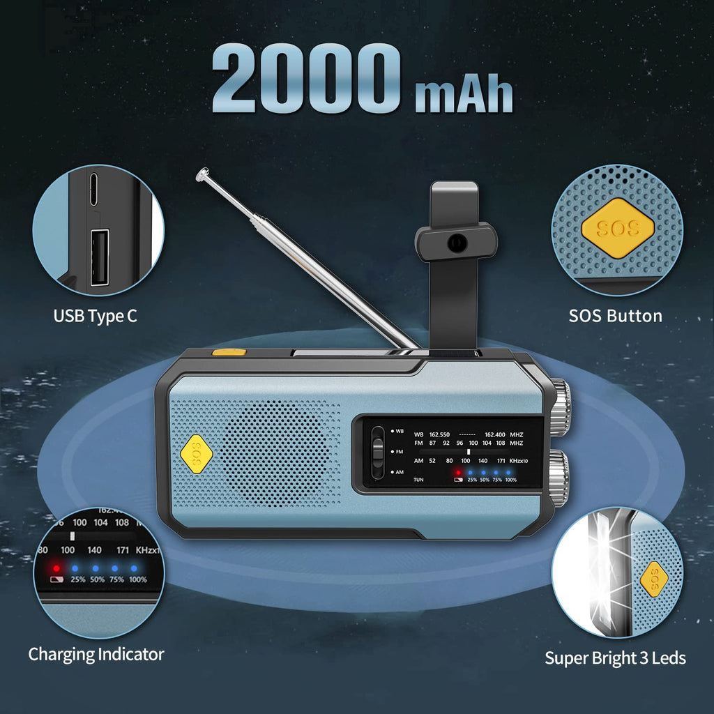 IR-102 Portable AM FM NOAA Weather Alert Radio with Emergency Features