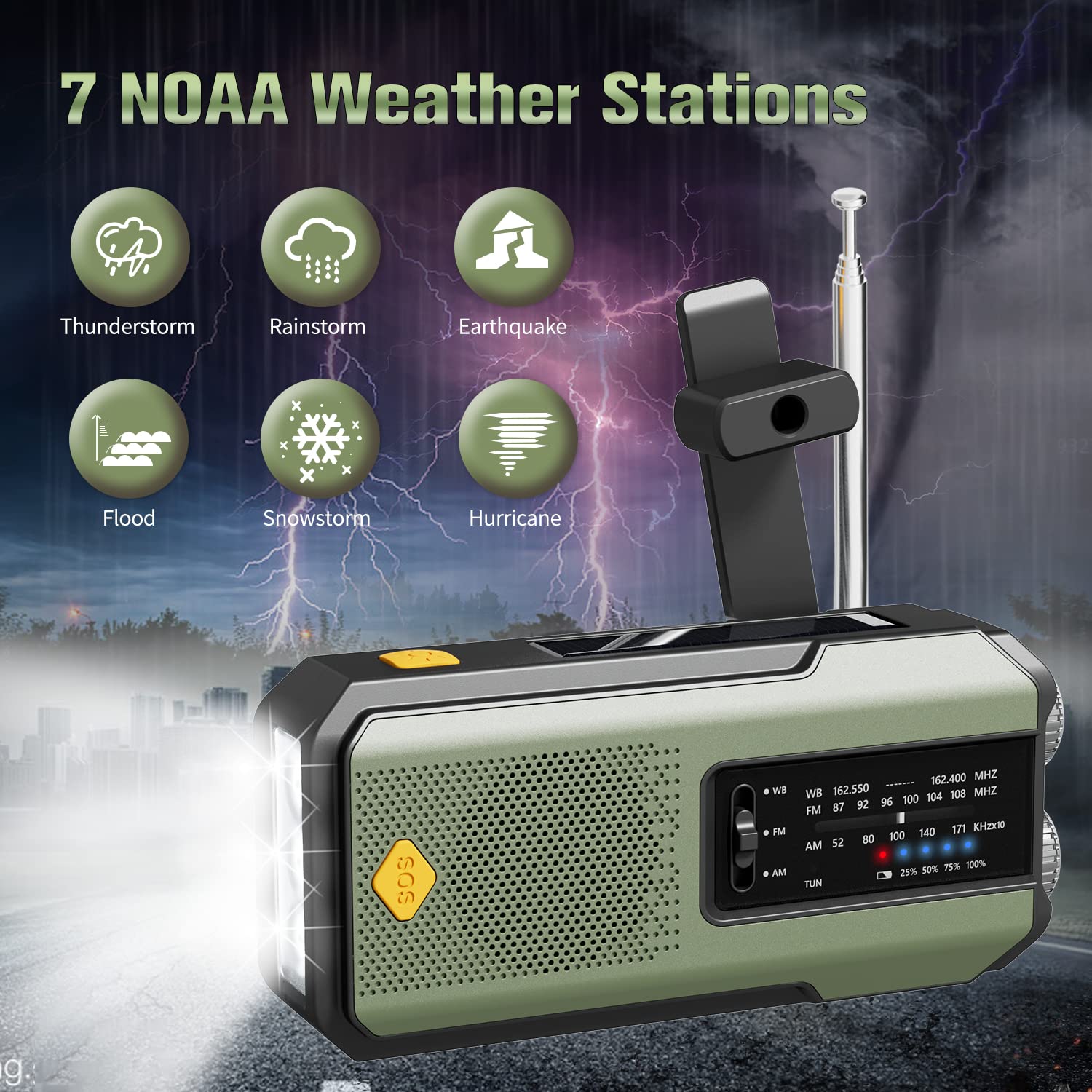 IR-102 Portable AM FM NOAA Weather Alert Radio with Emergency Features
