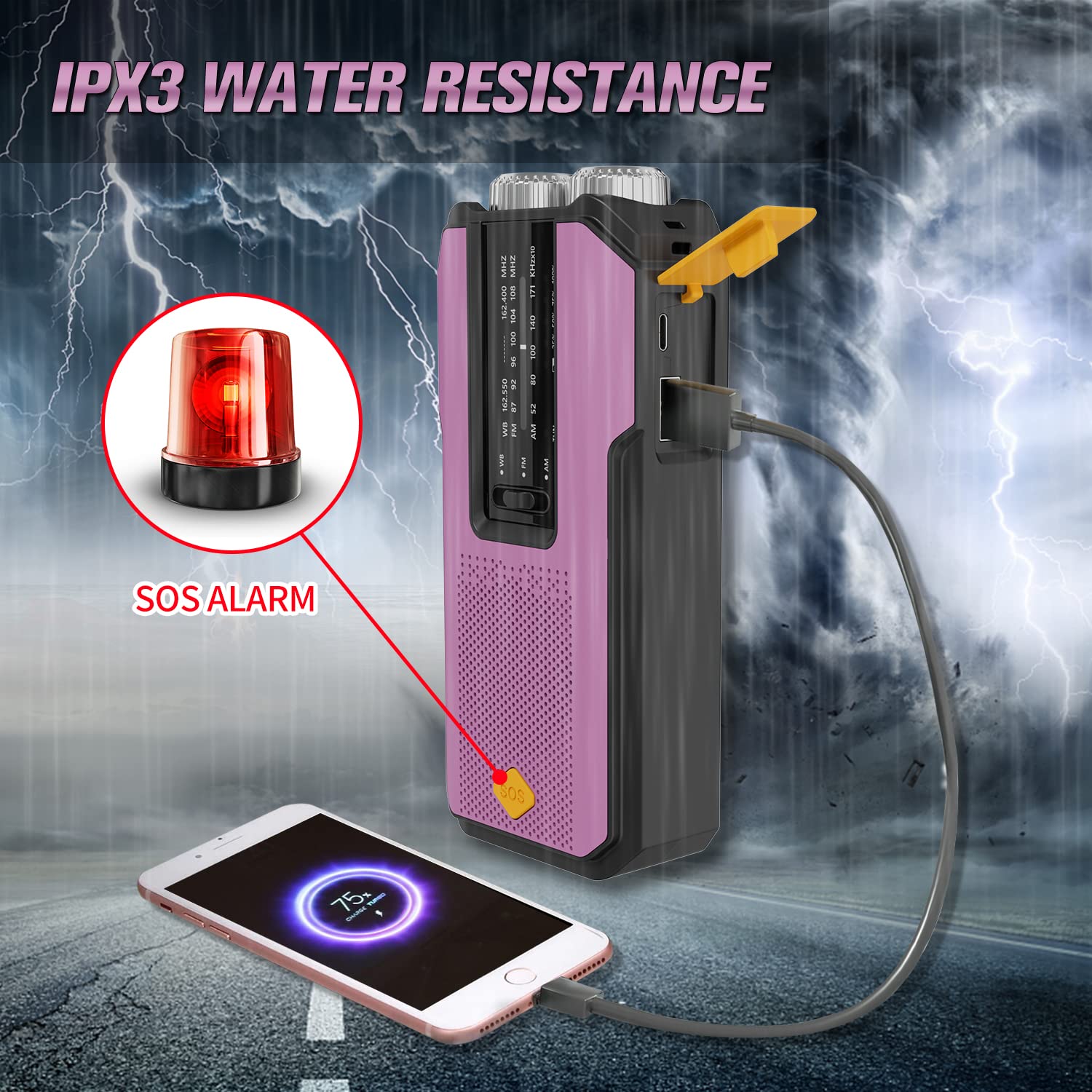 IR-102 Portable AM FM NOAA Weather Alert Radio with Emergency Features