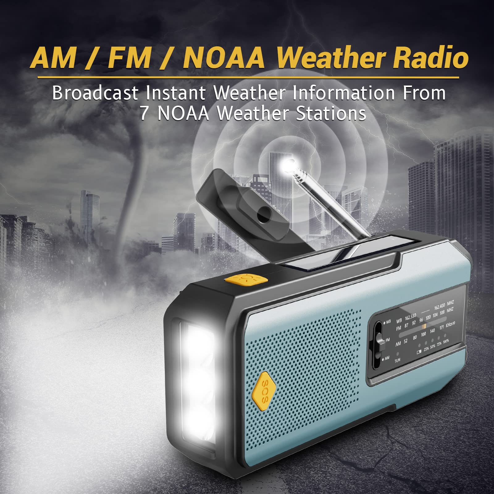 IR-102 Portable AM FM NOAA Weather Alert Radio with Emergency Features