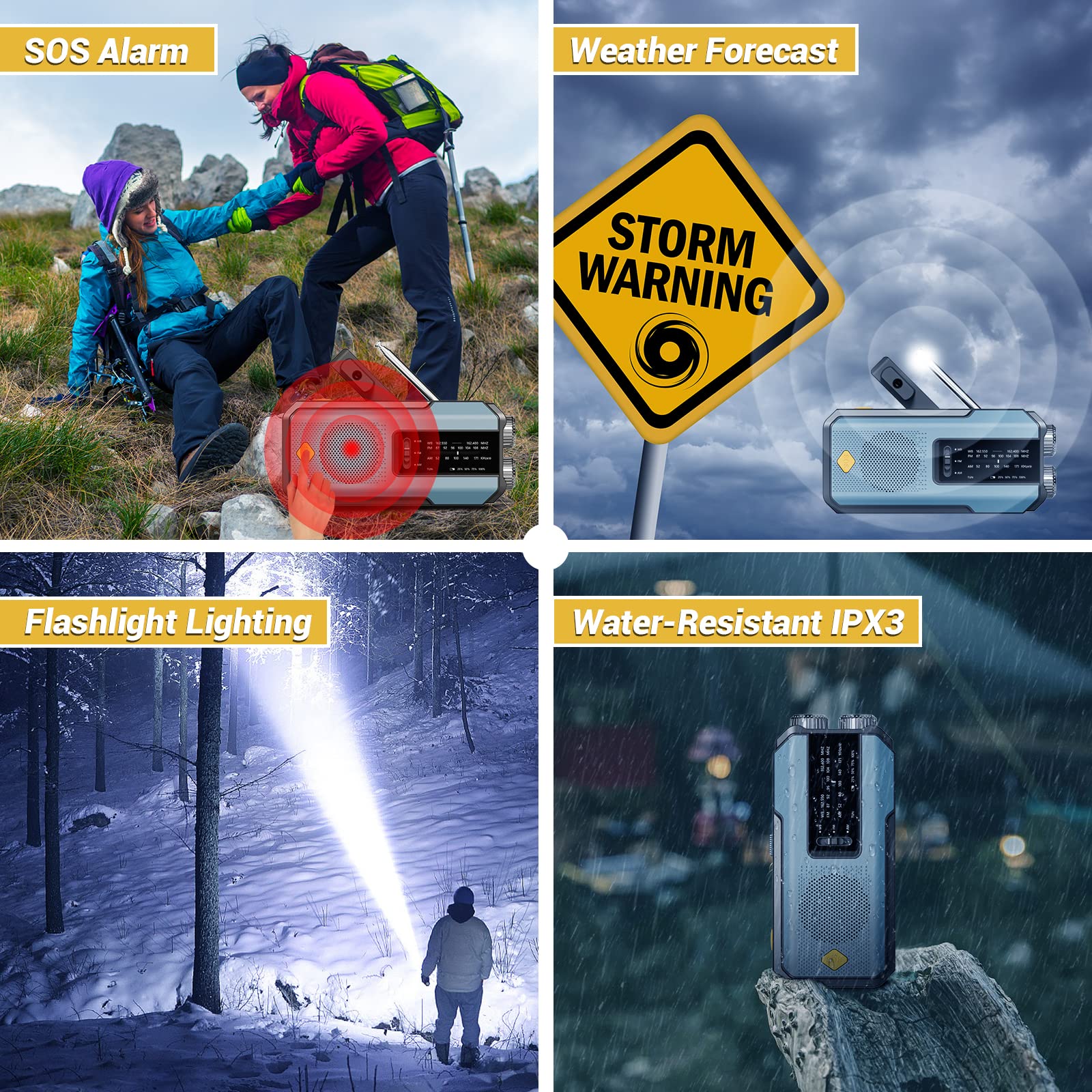 IR-102 Portable AM FM NOAA Weather Alert Radio with Emergency Features