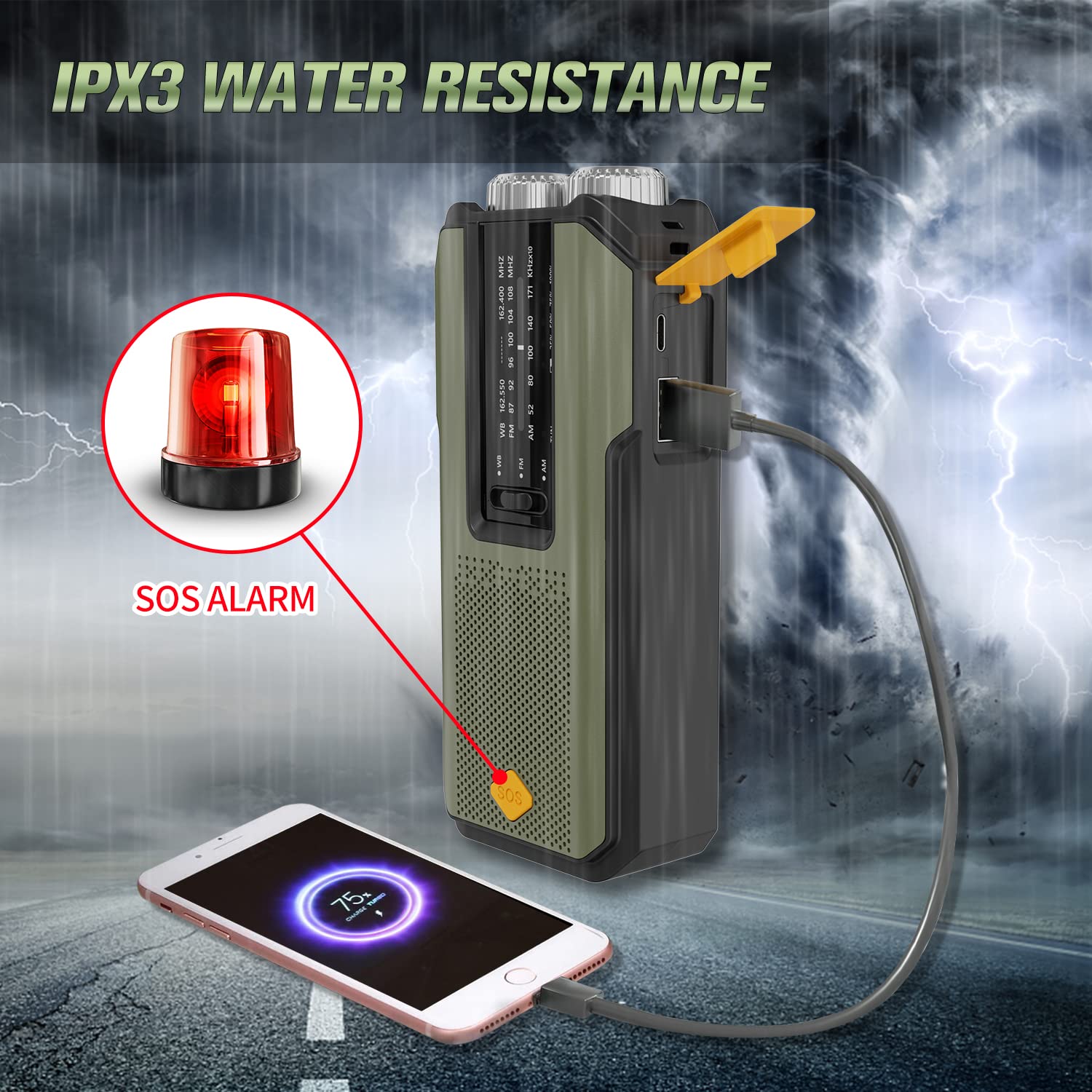 IR-102 Portable AM FM NOAA Weather Alert Radio with Emergency Features