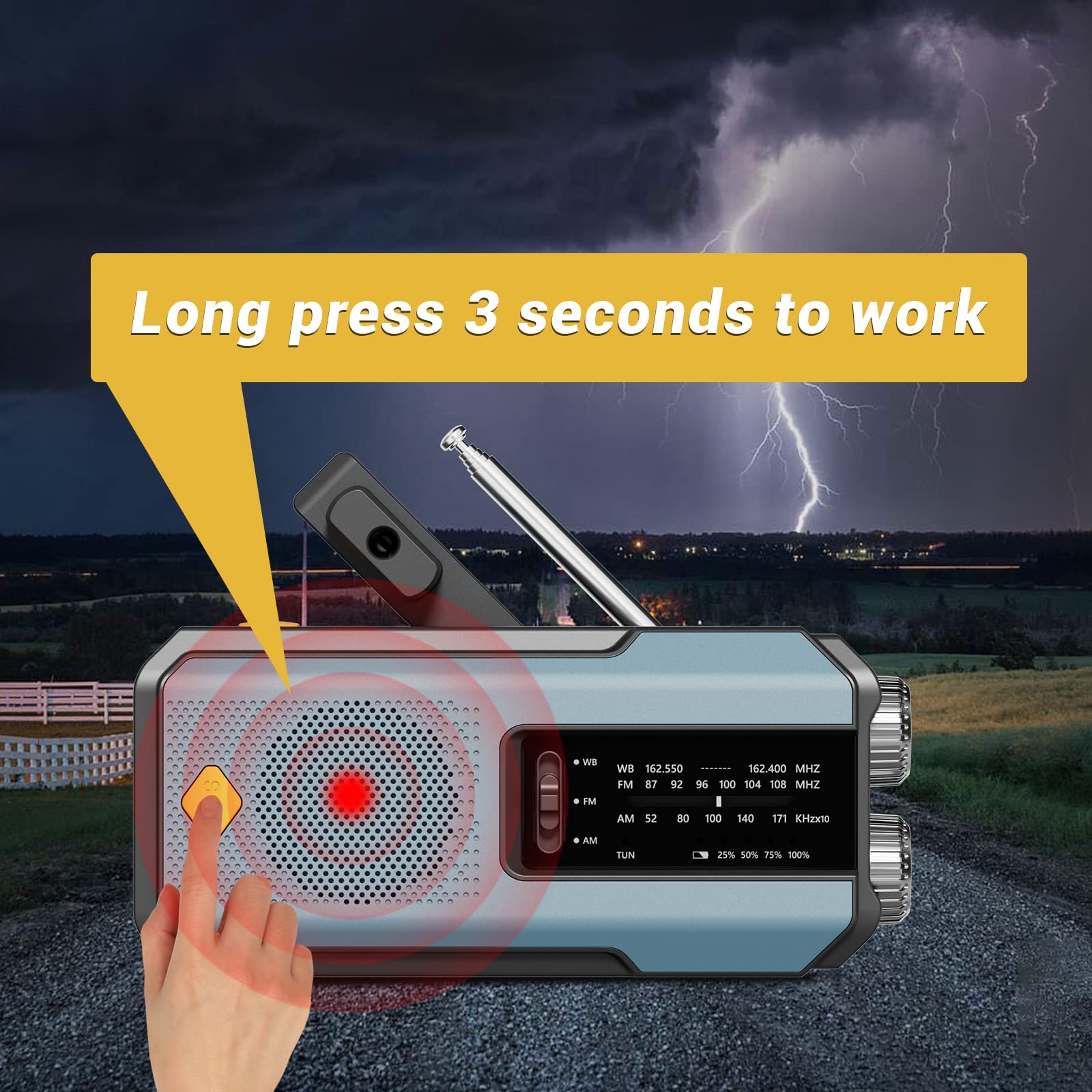 IR-102 Portable AM FM NOAA Weather Alert Radio with Emergency Features