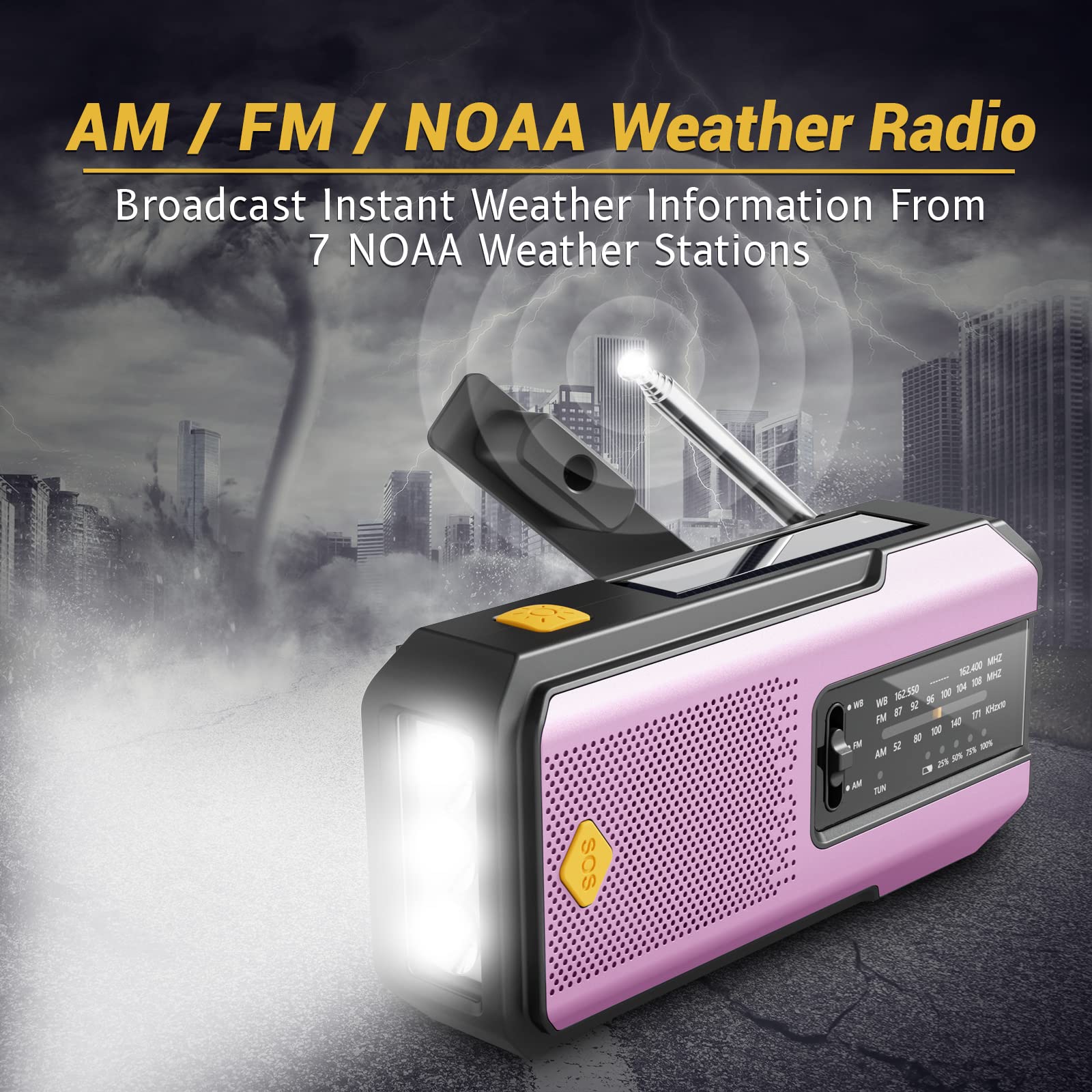 IR-102 Portable AM FM NOAA Weather Alert Radio with Emergency Features