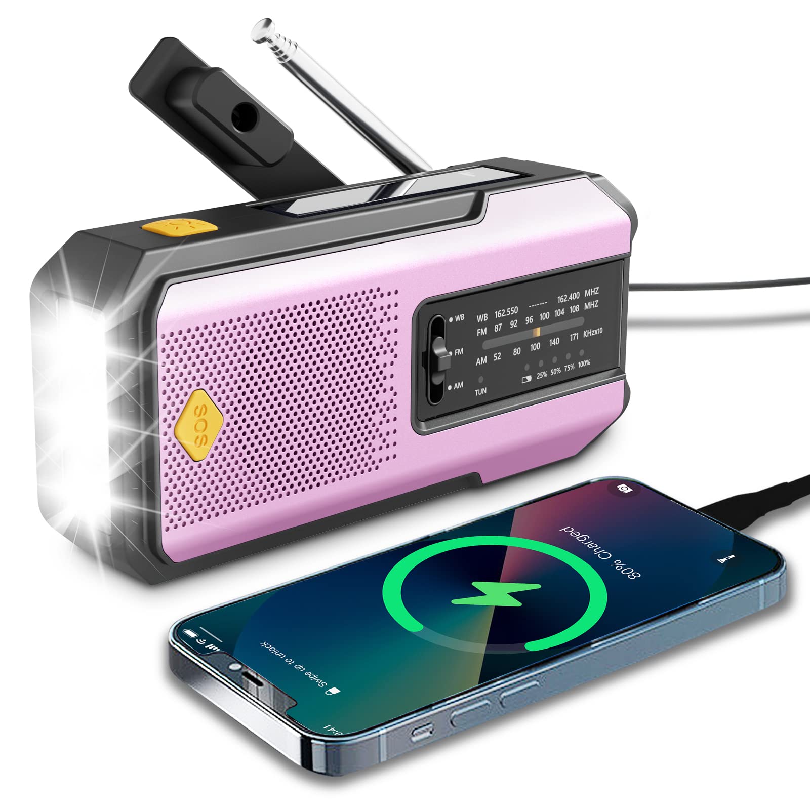 IR-102 Portable AM FM NOAA Weather Alert Radio with Emergency Features