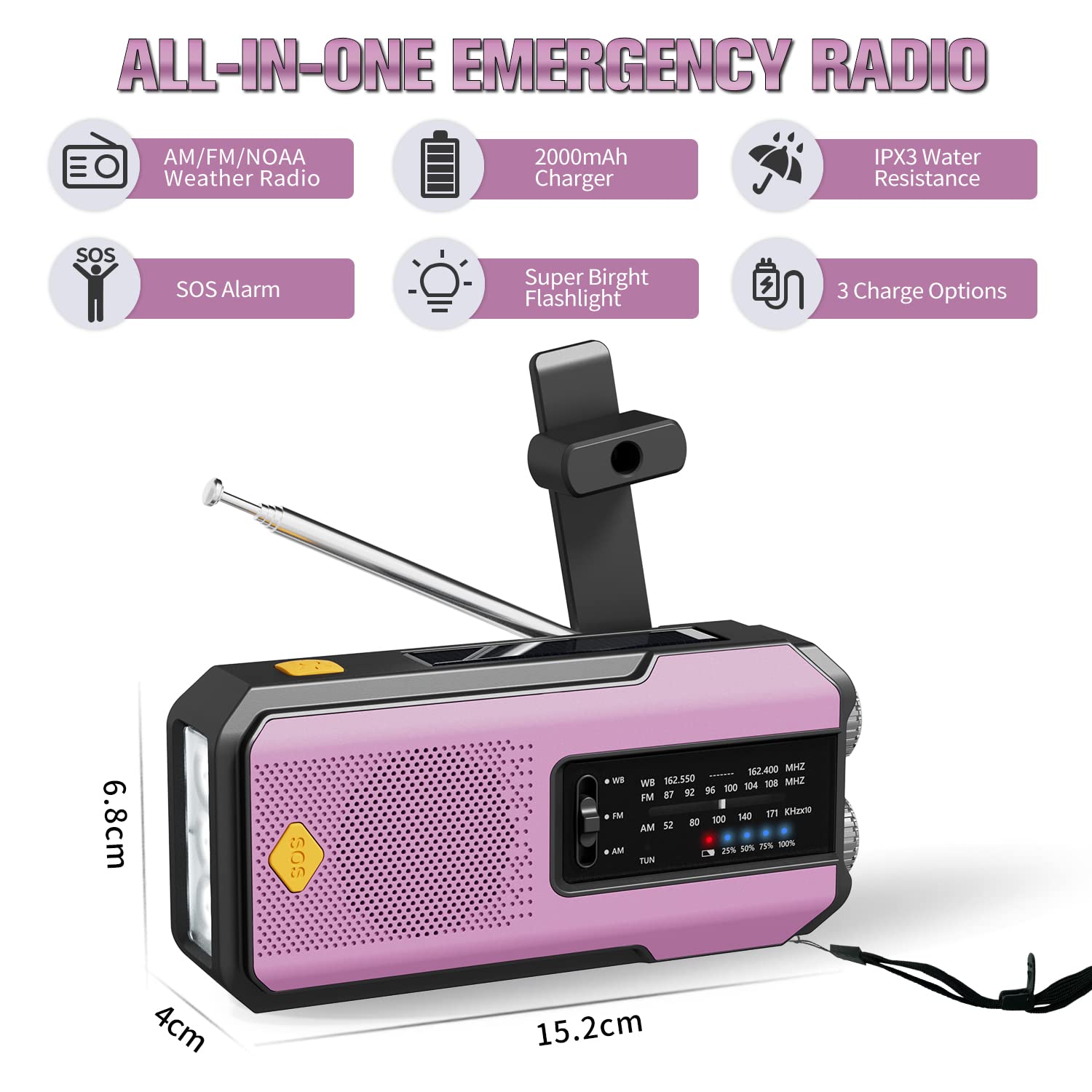 IR-102 Portable AM FM NOAA Weather Alert Radio with Emergency Features
