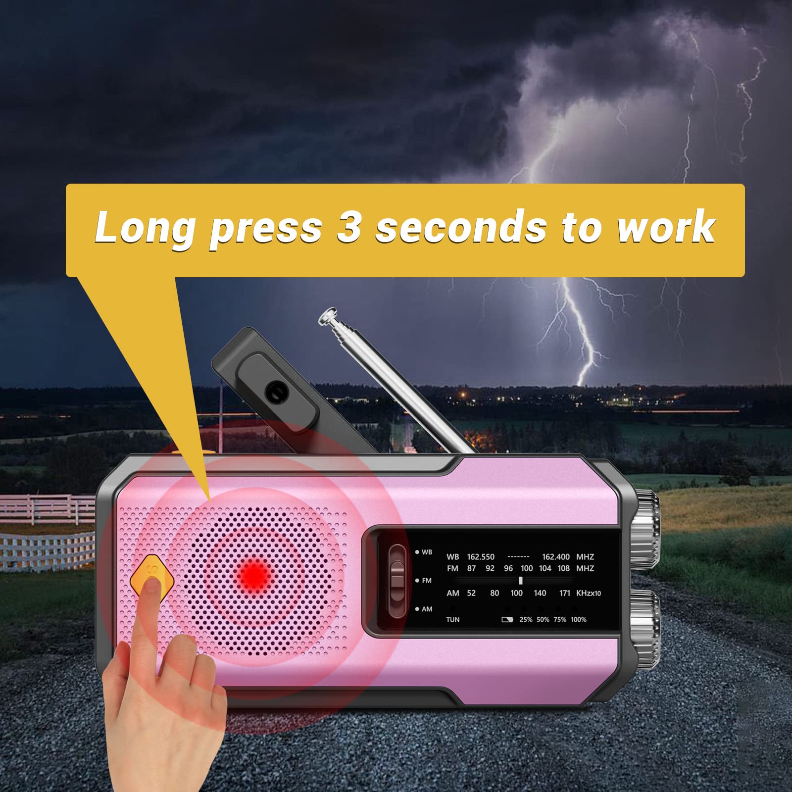 IR-102 Portable AM FM NOAA Weather Alert Radio with Emergency Features