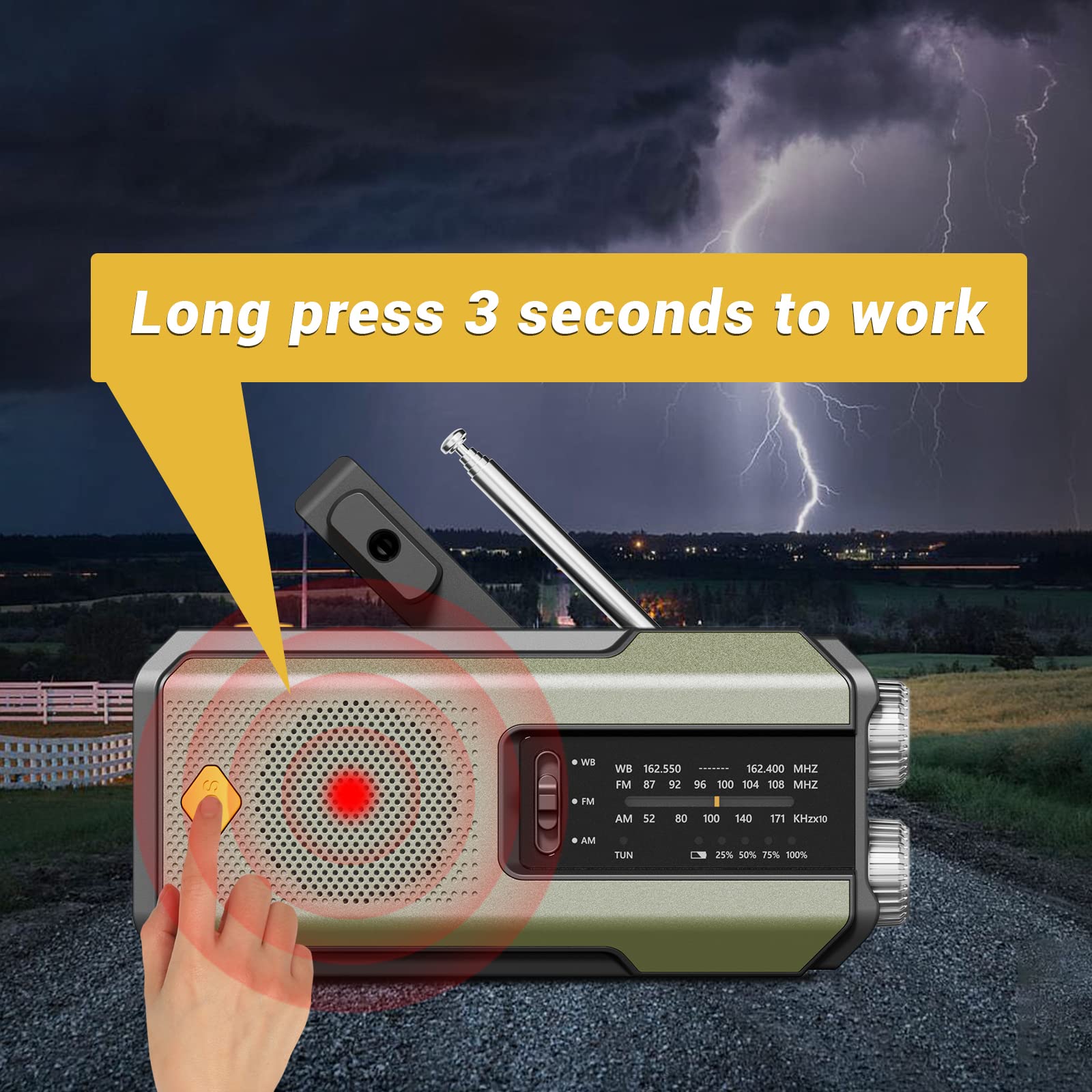 IR-102 Portable AM FM NOAA Weather Alert Radio with Emergency Features