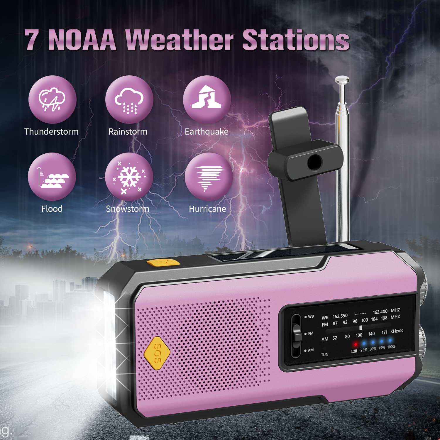 IR-102 Portable AM FM NOAA Weather Alert Radio with Emergency Features