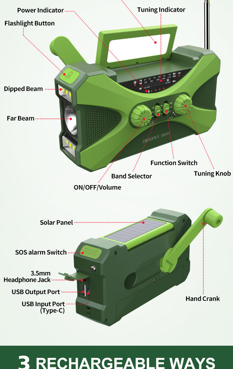 IR-308 Wholesale Portable Crank AM/FM Weather Radio